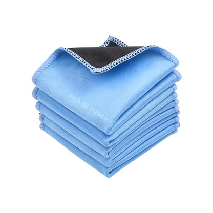 Eco-Fused Microfiber Cleaning Cloths - 5 Pack - Double-Sided Cleaning Cloths - Microfiber and Suede Cloth for Smartphones, LCD TV, Tablets, Laptop Screens, Camera Lenses and Delicate Surfaces - color: 5 Pack - 6.6 X 6.2" (Blue)