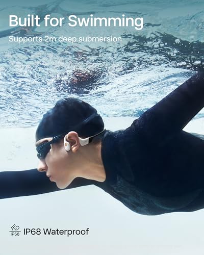 SHOKZ OpenSwim Pro Open-Ear MP3 Headphones, White, IP68 Waterproof, 32G MP3 - color: White
