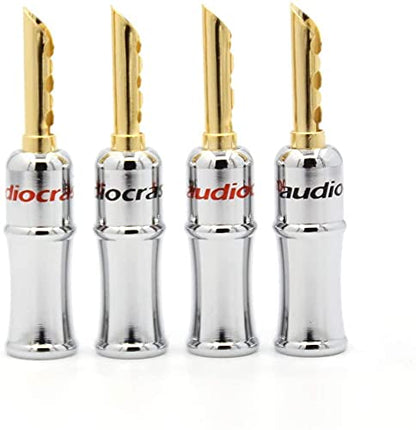 Tertullus 8 Pcs BFA Banana Plugs Banana Connectors forSpeakwe Wire 24k Gold Plated Screw Locking Plug for HiFiDIY Speaker Wire,Insulated Connector, Home Theater - size: Banana8-BFA-w