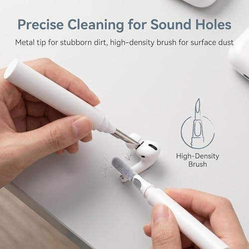 1pc Cleaner Kit for Earbuds, Multi-Function Cleaning Tool with Brush Flocking Sponge for Wireless Earphones Bluetooth Headphones Case Camera and Phone(White) - color: White