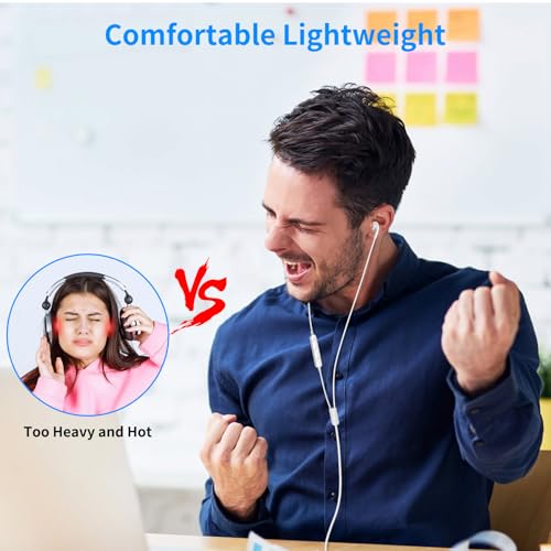 USB Earbuds for PC,Headphones with Microphone for Computer,White - color: White