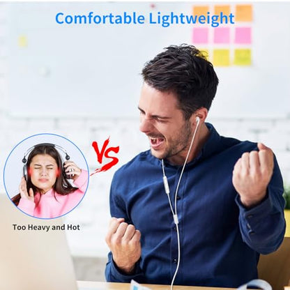 USB Earbuds for PC,Headphones with Microphone for Computer,White - color: White