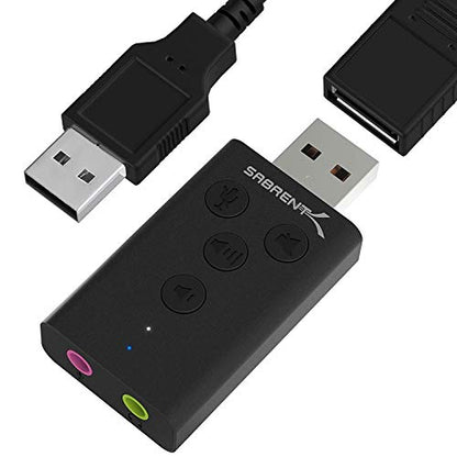 SABRENT Aluminum USB External 3D Stereo Sound Adapter for Windows and Mac. Plug and Play No Drivers Needed. [Black] (AU-DDAB) - color: Black