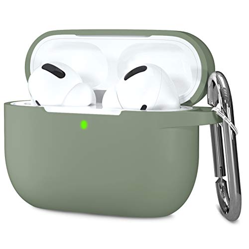 Hamile Compatible AirPods Pro Case Protective Silicone Shockproof Cover Skin for Airpod Pro 2019 Charging Case, with Keychain, Army Green - color: Army Green