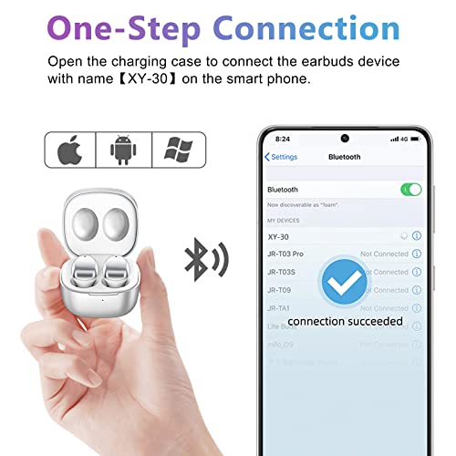 ELOVEN Wireless Earbuds Deep Bass Stereo Sound Bluetooth Earbuds 120H True Wireless Headphones with Ear Caps (S/M/L) for Samsung S26/S25/S24/S23/S22 Ultra Z Flip 5/4/3/Fold 5/4 iPhone 16/15/14 Silver - color: Silver