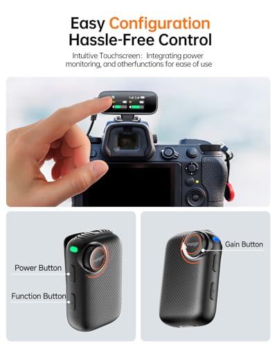 PQRQP S20 Mic (2 TX + 1 RX + Charging Case), Mini Microphone for iPhone/Android/Camera, 48kHz/24-bit High Audio, AI Noise Cancelling, 48h Use, 820ft Range, Wireless Microphones for Vlog, Streaming - color: Matte Black