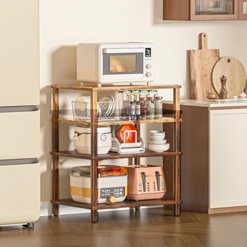 LELELINKY 3-Tier AV Media Player Stand Set of 2, Brown Stereo Cabinet, Wooden TV Stand,Game Console Shelf, Multifunctional Entertainment Center, Suitable for Home, Conference Room, Game Studio - color: Brown, size: 3 Tier