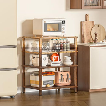 LELELINKY 3-Tier AV Media Player Stand Set of 2, Brown Stereo Cabinet, Wooden TV Stand,Game Console Shelf, Multifunctional Entertainment Center, Suitable for Home, Conference Room, Game Studio - color: Brown, size: 3 Tier