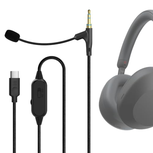 GEEKRIA USB-C to 3.5mm Boom Mic Cable Compatible with Sony WH-1000XM6/1000XM5, ULT WEAR, Soundcore Space One, Headset Cable with Volume/Mute Control for Gaming, Meeting (5.6ft)