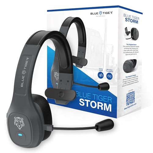 Blue Tiger Storm Gray - Wireless Trucker Bluetooth Headset with Mic - color: Gray, style: Storm