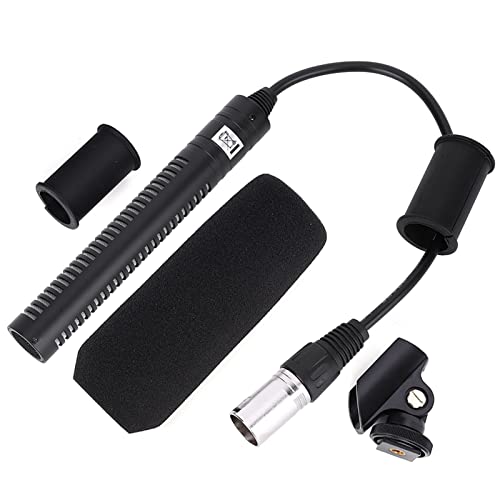 Condenser Microphone High Sensitivity Stereo Camera Mic Recording Black Unidirectional Anti Interference for Video Recording