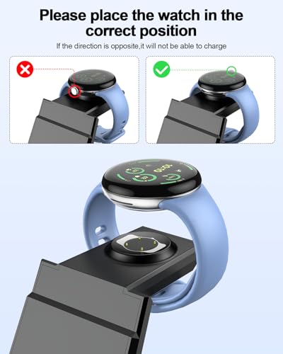 NANAMI 3 in 1 Wireless Charging Station Charger Dock for Google Devices | Fast Charger Stand Dock for Pixel 9/9 Pro XL/Fold, Buds Pro 2/Pro, Watch 3/2, Fitbit Versa 4/Sense 2(Not for Pixel Watch 1/4) - color: Black