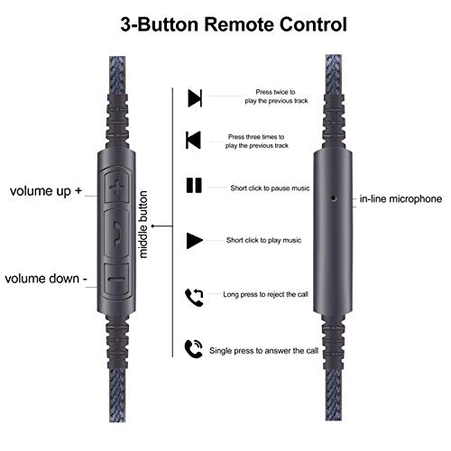 NewFantasia 3.5mm to 2.5mm Male Audio Cable Compatible with Audio Technica ATH-M50x(2.5mm Port), ATH-M40x, ATH-M70x, ATH-M60X Headphone, Remote Volume Mic Compatible with Samsung Galaxy Android Phone