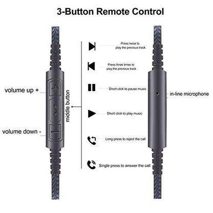 NewFantasia 3.5mm to 2.5mm Male Audio Cable Compatible with Audio Technica ATH-M50x(2.5mm Port), ATH-M40x, ATH-M70x, ATH-M60X Headphone, Remote Volume Mic Compatible with Samsung Galaxy Android Phone