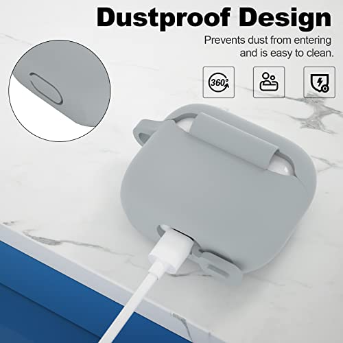 Compatible with AirPods 3 Case, Protective Silicone Cover for AirPods 3rd Generation Case 2021, Wireless Charging - Grey - color: C-Grey