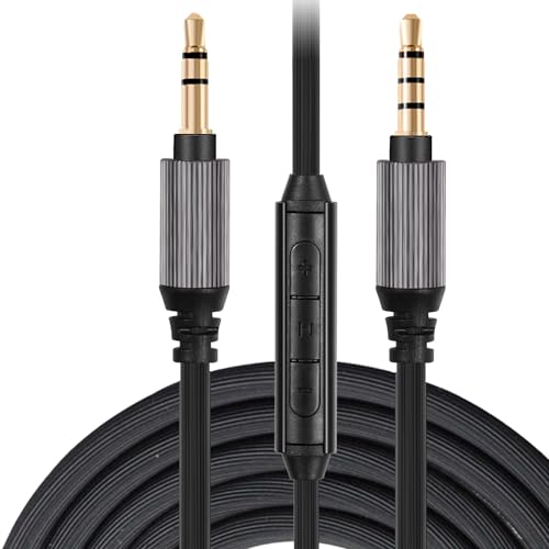 FAAEAL WH-1000XM5 Audio Cable Compatible with Sony WH-1000XM4/XM3 MDR-1AM2 Technica ATH-M50xBT ATH-ANC7B Headphones,in-line mic Control Extension Aux Cord 4.9ft w/mic - color: Black(4.9ft w/mic)