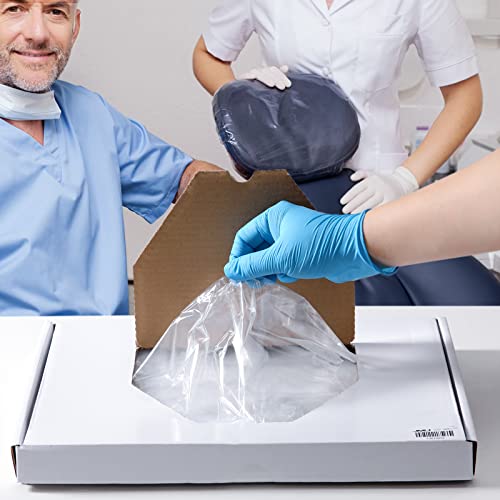 JMU 250 Pcs Dental Headrest Covers, 10"x14" Disposable Clear Chair Sleeves | Waterproof Plastic Headrest Sleeves Protector - size: 10" x 14"