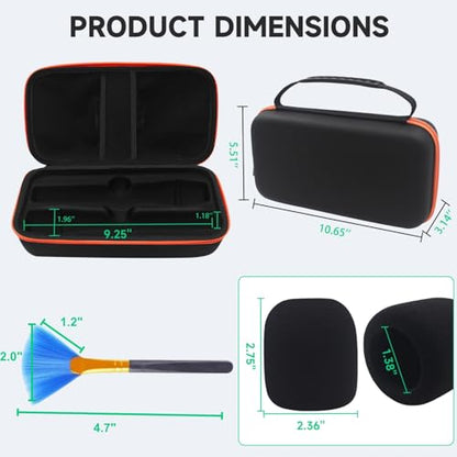Wireless Microphone Case for JBL Dual System - Hard EVA Waterproof Storage, Includes Cleaning Brush + 2 Foam Windscreens, Fits 2 Mics, Receiver & Accessories (Box Only)