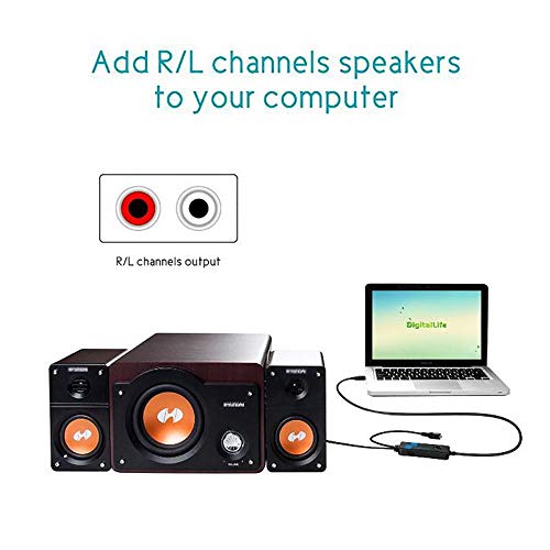 2.1CH Gaming USB Audio Sound Card Adapter with USB to RCA R/L Stereo Speaker 3.5mm Jack for Game Headsets