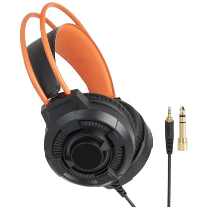 SATONE Studio Monitor Headphones,Over-Ear Noise Cancelling Recording Headphone Audio Monitors,3.5/6.35mm Wired Audio Jack for Mixing DJ Guitar Amp,Podcast Keyboard Piano and Computer Laptop PC-Orange