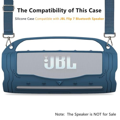 Silicone Cover Case for JBL Flip 7 Portable Bluetooth Speaker - color: Blue