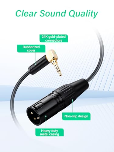 Right Angle 3.5mm TRS Male to XLR Male Balanced Audio Cable,1/8" to XLR Stereo Cable for Headphones, Microphone, Guitar (1.64FT/0.5M)