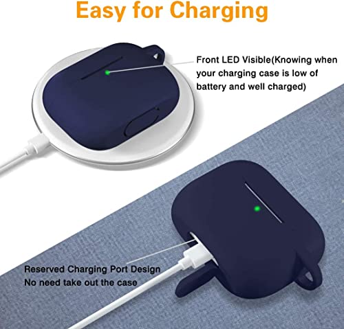 Lerobo for AirPod Pro Case, Soft Silicone Cover with Keychain, Navy Blue | Drop Protection, Scratch & Dust Resistant, Wireless Charging, Compatible with Apple AirPods Pro 2/1 Case Cover for Women Men - color: Navy Blue