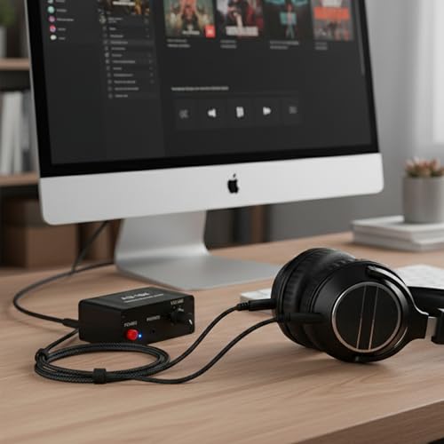 12V RCA Preamplifier, Audio Phono Preamp with Power Adapter, Mini Stereo Headphone Signal Home Amplifier, Gain 20dB for Turntable Pre amp Dual OP AMP AUX10X NE5532, RCA Input to 3.5mm Output