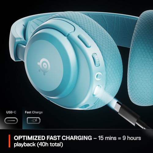 SteelSeries Arctis Nova 3P Wireless Multi-Platform Gaming Headset — Mobile App Control — 40 HR Battery — Neodymium Magnetic Drivers — 2.4GHz/Bluetooth — PS5, PS4, PC, Switch, Mobile — Aqua - color: Aqua, style: PlayStation|Switch|PC