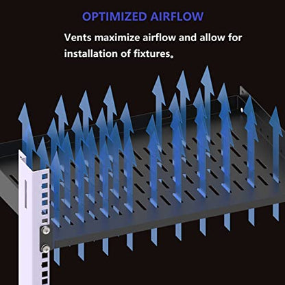1U Vented Rack Shelf Universal Rack Tray No Lip 12 inch Depth | for 19 Inches Network Cabinet or Server Rack, Metal, Disassembled (12 Inches Deep) - size: 12 Inches Deep