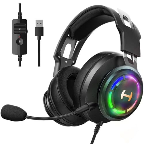 Edifier 7.1 Hi-Res Sound PC Gaming Headset Weird USB Over-Ear Headphone Noise Cancelling Mic RGB Light for PC PS4 Laptop Mac Desktop - color: Black_2