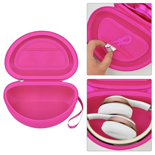 COMECASE Case for Beats Solo 4/Studio Pro Headphones with Mesh Pocket | Water-Resistant Hard Shell, Mesh Pocket for Cables, Travel Storage, Fits Solo 2/3, Solo Pro and Studio3, Rose Red, Bag Only - color: Rose Red