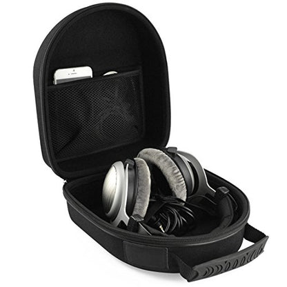 Geekria Shield Case for Large-Sized Over-Ear Headphones, Replacement Protective Hard Shell Travel Carrying Bag with Cable Storage, Compatible with Audio-Technica ATH-AD990X, AKG K701 (Black)