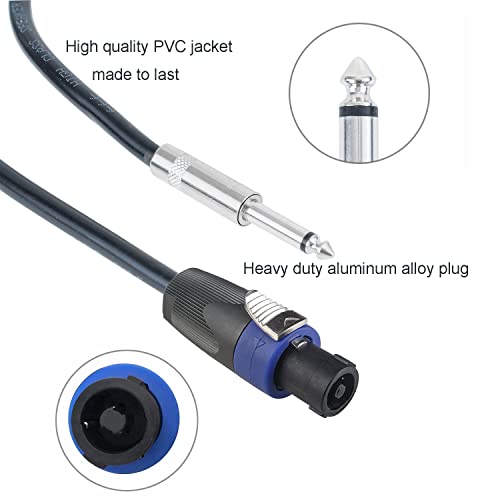 2PCS 30 Feet 12 Gauge SpeakON to 1/4 Inch Male Speaker Cables - 30ft 12AWG SpeakON to 1/4 Stereo Audio Interconnect Cords - 2 Pack - size: 30 Feet