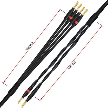 WORLDS BEST CABLES 3 Foot WBC-GOLD-LOCAP-SPKR-12 AWG - Low-Capacitance - Low-Inductance - High Purity OFC - Audiophile HiFi Bi-Wire Speaker Cable Pair with Eminence Gold Banana Plugs - size: 3 FT