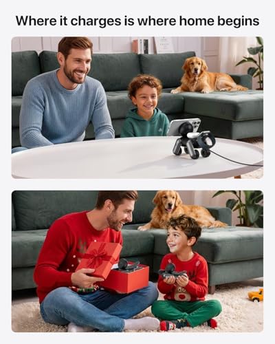 UEQ 3 in 1 Wireless Charging Station for Apple Devices,Foldable Cute Magnetic Mag-Safe Wireless Charger Stand with Night Light for iPhone 17 Air 16 15 14 13 12 Series,AirPods 4 3 2 Pro,Apple Watch - color: Black