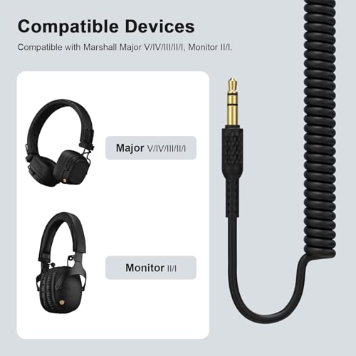 Replacement USB C to 3.5mm Audio Cable Cord Compatible with Marshall Major V/IV/III/II/I, Major 5/4/3/2/1, Monitor II/I, Monitor 2/1 Headphones