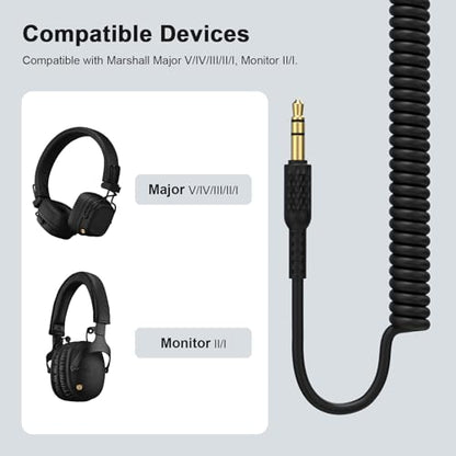 Replacement USB C to 3.5mm Audio Cable Cord Compatible with Marshall Major V/IV/III/II/I, Major 5/4/3/2/1, Monitor II/I, Monitor 2/1 Headphones