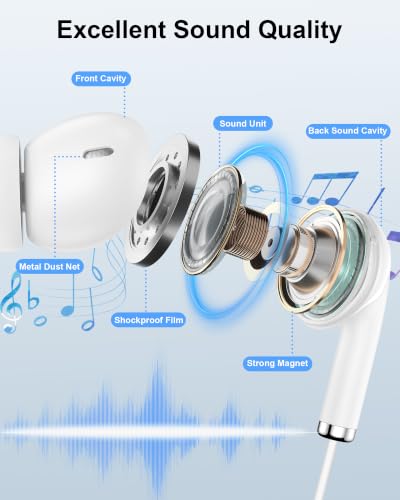 Wired Lightning Ear Buds for iPhone 14 13, Apple Pods Headphones Earphones | i Phone 14+ 14Pro 13 12 11 Pro Max Plus Lightening Connector, Ear phones with Microphone Lighting Air Pods Airpods - color: Wired Ear Buds-White