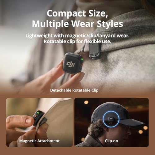 DJI Mic 3 Combo + Silicone Case + Interview Stick + Selfie Light | Wireless Microphone for iPhone/Camera/Android, Ultralight, Adaptive Gain Control, Dual Band Anti-Interference, 28h Use, Vlog