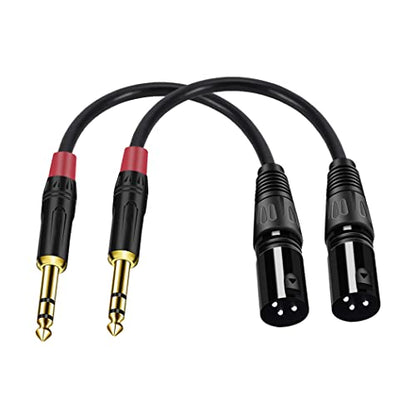 (2PACK/6inch) XLR to 1/4 TRS Stereo Adapter,XLR Male to 1/4 Inch (6.35mm) Balanced Microphone Stereo Audio Converter AdapterCable,3 Pin XLR to Quarter inch TRS Plug Mic Cord for Dynamic Microphone - size: 6inch