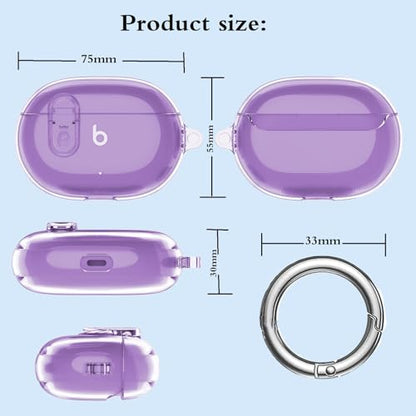 Beats Studio Bud/Buds Plus Case Cover Clear 2021/2023 Lock Clip with Clean Kit, GARTOO Protective Case and Clean Pen Compatible with Beat Studio Bud + for Women Girls Kids, Clear Purple - color: Clear Purple