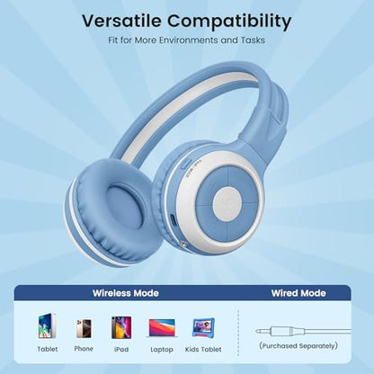 SIMOLIO Manyshare Kids Wireless Headphones with Case & Mic, Audio Sharing | Share One Audio Source with Multiple Headphones Wirelessly. Kids Bluetooth Headphones for Classroom, Family Trips & Parties - color: Green+Blue