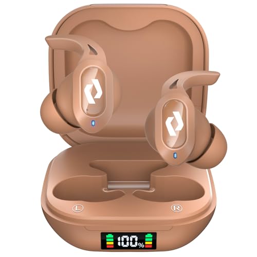 Wireless Ear buds Bluetooth Earbuds Stereo Bass Built in Mic Headphones LED | Power Display Waterproof Wireless Charging Case 64H Playback for iPhone Android Phones Computer Sports Gaming Workout Running - color: Dune