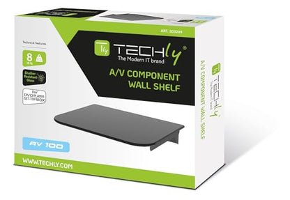 TECHLY Wall Shelf for Audio-Visual Equipment ICA-DRS 504 – AV Equipment Shelves (Black, Aluminium, Wall, Glass)