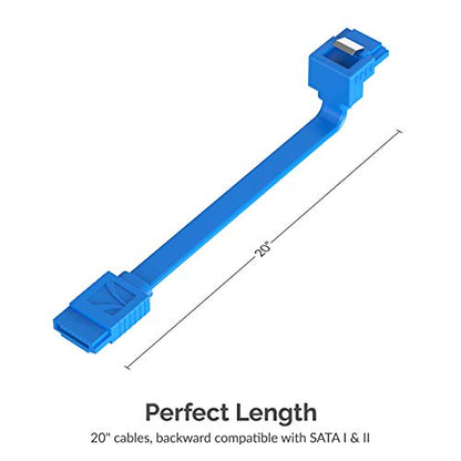 SABRENT SATA III (6 Gbit/s) Straight Data Cable with Locking Latch for HDD/SSD/CD and DVD Drives + SATA III (6 Gbit/s) Right Angle Data Cable with Locking Latch
