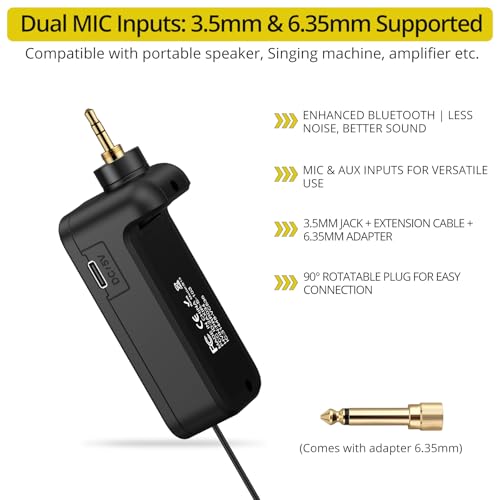 PROZOR UHF Wireless Microphone with Volume Treble Bass Echo Control, Wireless Rechargeable Mic Dual Handheld Dynamic Mic System with Rechargeable Receiver, for Karaoke Machines, DJ, Church, Weddings - style: Rechargeable Portable Bluetooth UHF Mic – Echo