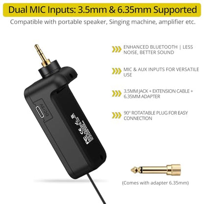 PROZOR UHF Wireless Microphone with Volume Treble Bass Echo Control, Wireless Rechargeable Mic Dual Handheld Dynamic Mic System with Rechargeable Receiver, for Karaoke Machines, DJ, Church, Weddings - style: Rechargeable Portable Bluetooth UHF Mic – Echo
