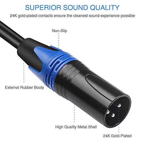 3.5mm to XLR Cable, Unbalanced 1/8 inch Mini Jack TRS Stereo Male to XLR Male Microphone Audio Cable - 3.3 FT - size: 3.3 FT
