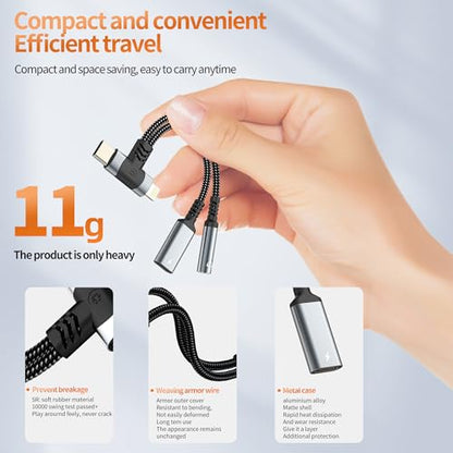 USB C 라이트닝 to 3.5mm 어댑터 아이폰 17 16 15 14 13 프로 맥스 (2in1) 충전기 오디오 헤드폰 잭 스플리터 Aux 케이블 타입 C 포트 커넥터 아이패드 동글용 삼성 갤럭시와 호환